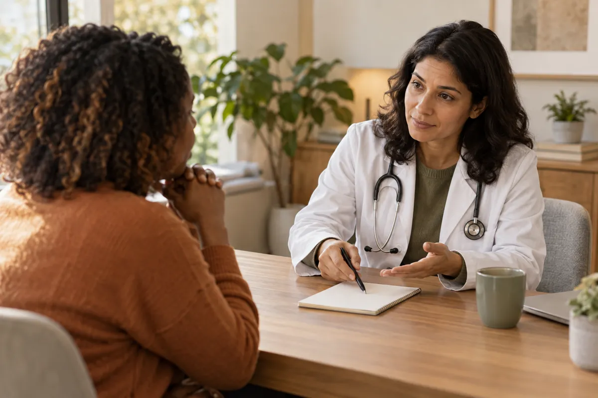 Health professional listening to a patient