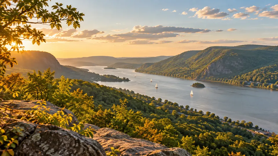 A warm editorial scene inspired by New York’s Hudson River valley