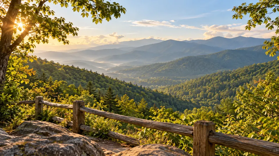 A warm editorial scene inspired by the Great Smoky Mountains, Tennessee